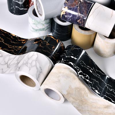 5M Bathroom Waterproof Waistline Wall Stickers Marble Pattern Self Adhesive Baseboard Border Rustic Tile Wall Stickers Modern