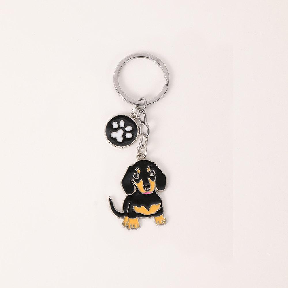 New Metal Cute Dachshund Dog Keychains Car Key Ring Pet Dogs Heart Tag Key Men Gift Pendant Best Friend Gifts Accessories