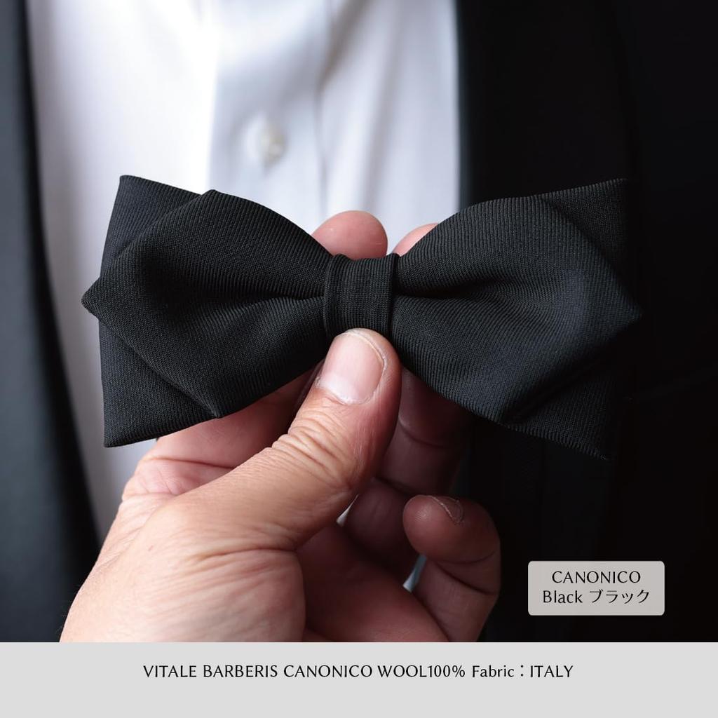 [Y&TAILOR] Bow Tie, Wool, Canonico, Made In Japan, Formal, High-End, Premium Brand, Stylish, Gift, Y&TAILOR (Black)