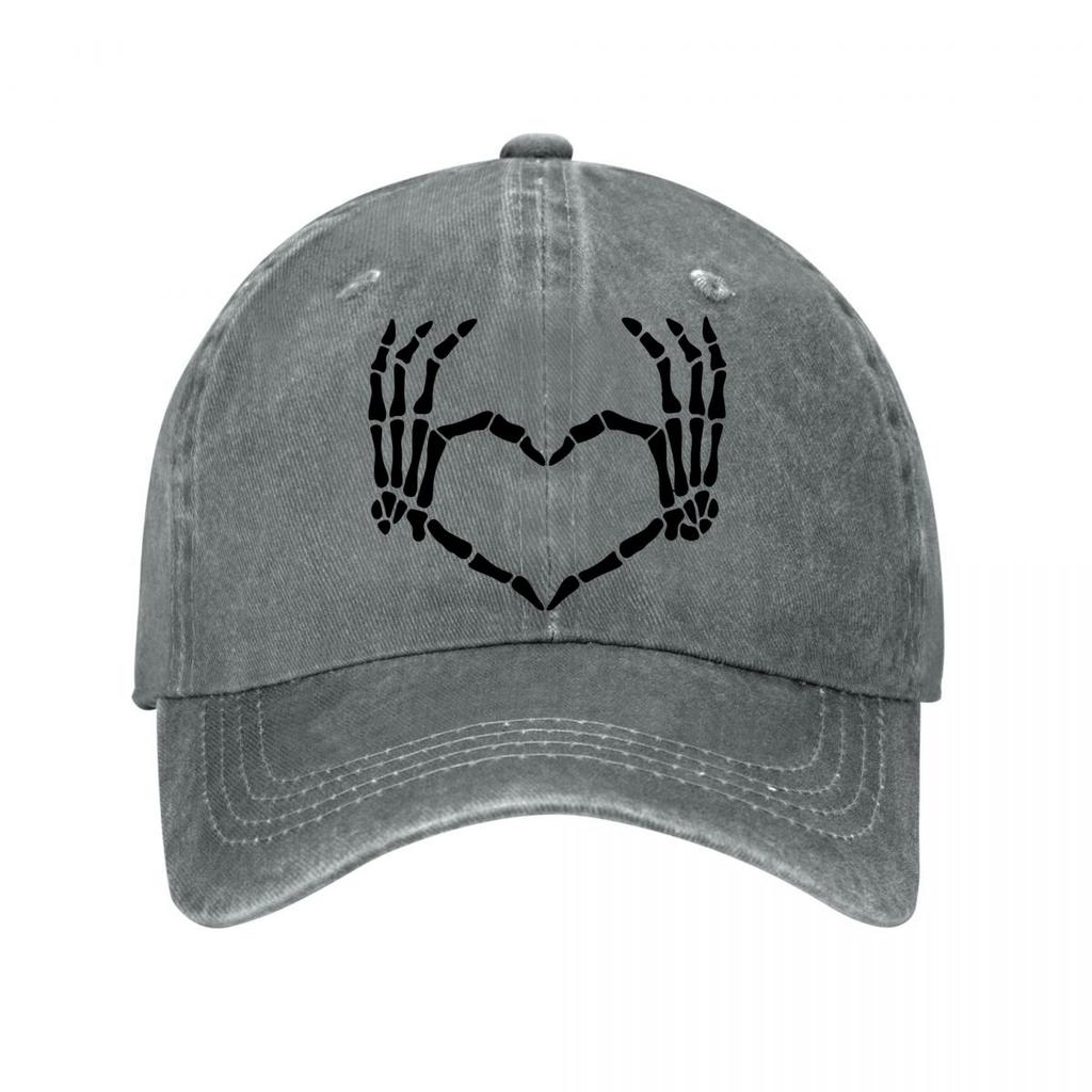 Skeleton Heart Hands Cap New Vintage Washed Cotton Baseball Cap Parent Kids Sun Hats