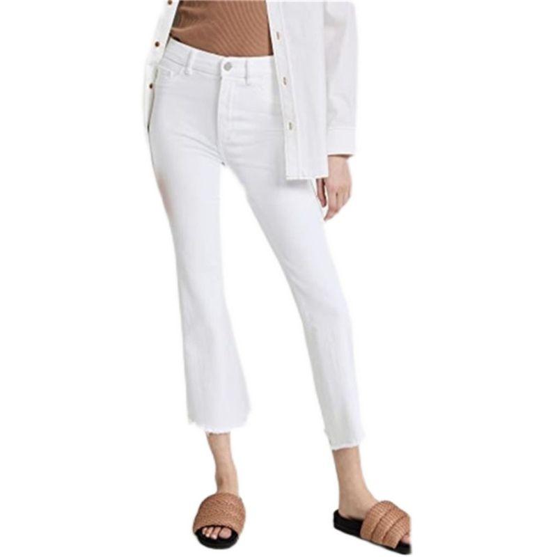 US Light Luxury Minority Rag Pure Yuan White Medium Waist Slightly Flared Small Girls and Teen Girls 40.00kg Wear Micro Elastic