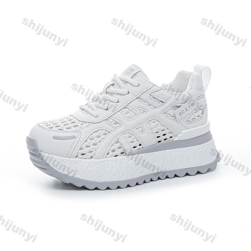 Fashion Women's Platform Sneakers Luxury Mesh Breathable Sports Running Shoes Height Increase Comfortable Fashion Lace-up Casual Shoes