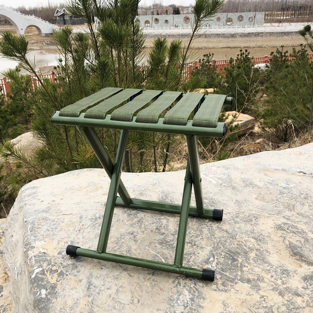 Portable Folding Stool Lightweight Camping Chair   Outdoor St for Outdoor Running Hiking Fishing BBQ Garden Garden Bch Iron Green Foldable 130kg Lo