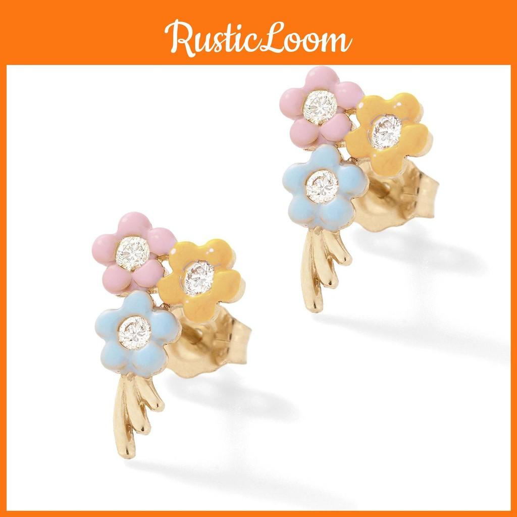 Floral Modern Alloy Earrings With Gemstone Inlays For Womens Fashion