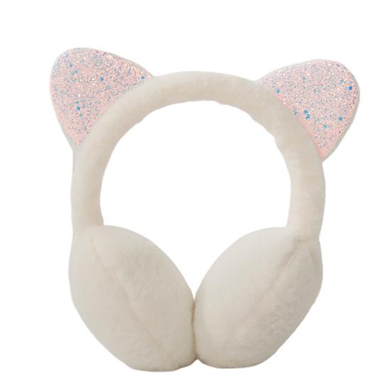 Women Lovely Winter Cats Ear Warmer Shiny Glitter Earmuff Cold Protection Warmer