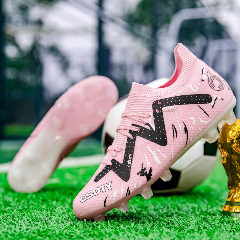 33-45Kids Chuteiras de Futebol Borracha Sola Macia Ponta Curta Couro Artificial Gramado Juvenil Crianças Futebol Sapatos Masculinos Esportes Tamanho Grande Futebol Sapatos