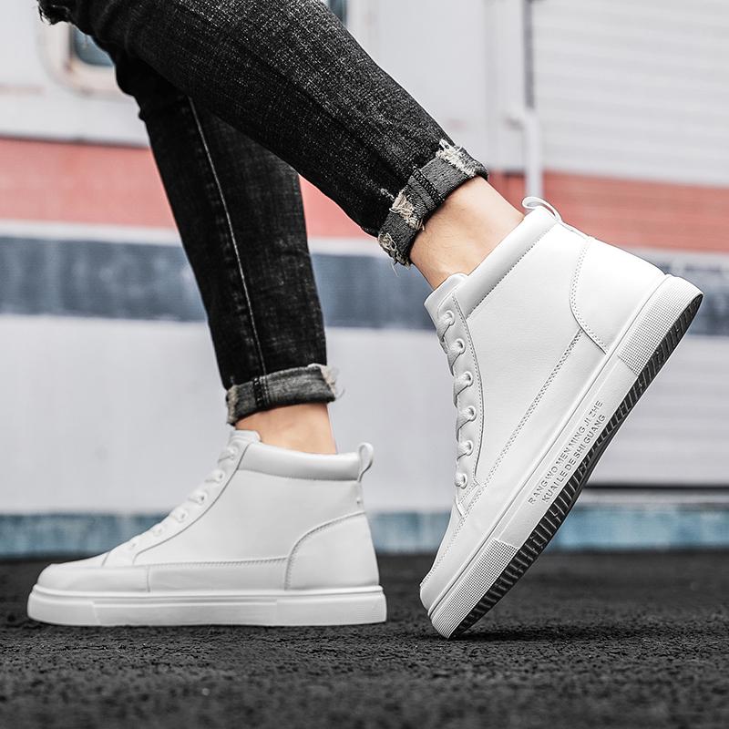 Par Sportskor Läder Casual Plattformsneakers för Kvinnor Höga Toppar Herrskor