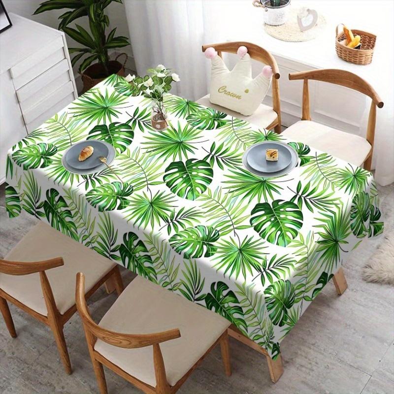 Tropical Palm Leaves Rectangle Tablecloth for Table Decor Summer Green Leaf Print Kitchen Dining Table Cloth Holiday Party Decor