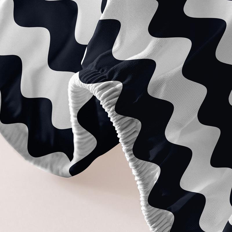 1 Simple Modern Wave Geometry Printed Matte Fitted Sheet, Bedroom Printed Bed Cover, Bedding (Excluding Pillowcases)