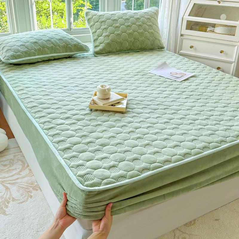 

Простыня на подкладке, зажим для хлопка из молочного плюша, утолщенный матрас Simmons, противоскользящий защитный чехол, однотонный, простой и приятный для кожи, для домашнего использования