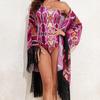 2024 European & American Three-Piece Swimsuit Set: Long Sleeve Sunscreen Cover-up Bikini for Women.