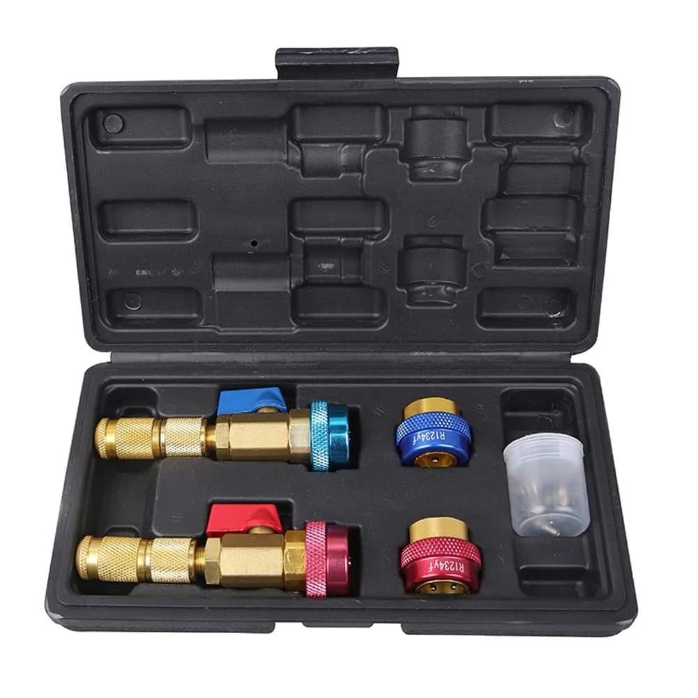 

R134A R1234YF Automotive Air Condithoning Valve Core Installer Remover Kit for High Low Pressure Repair Tool срібний