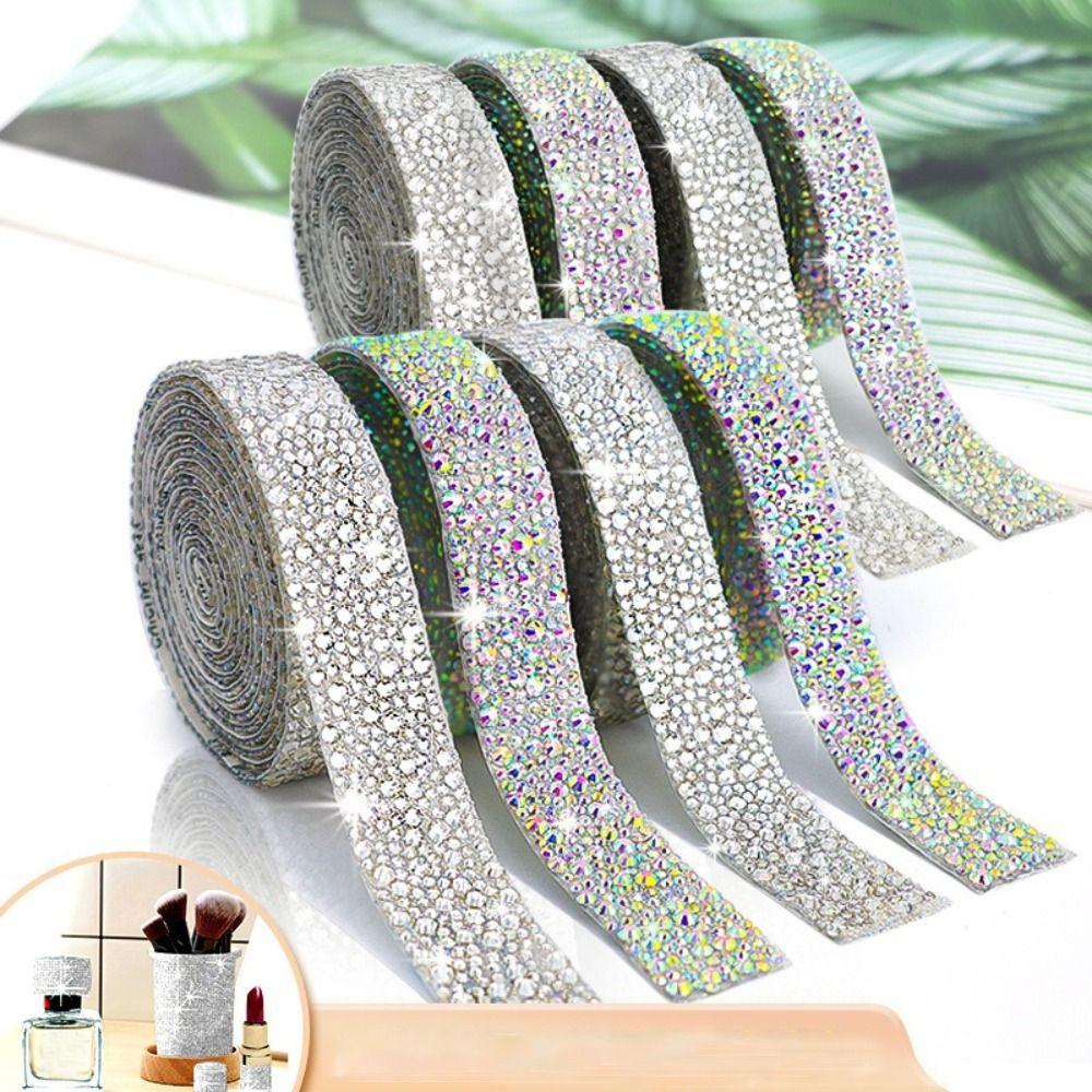 

Colorful Crystal Rhinestone Sticker Arts Crafts Rhinestone Diamond Ribbon for Car Phone Decoration Crystal clear