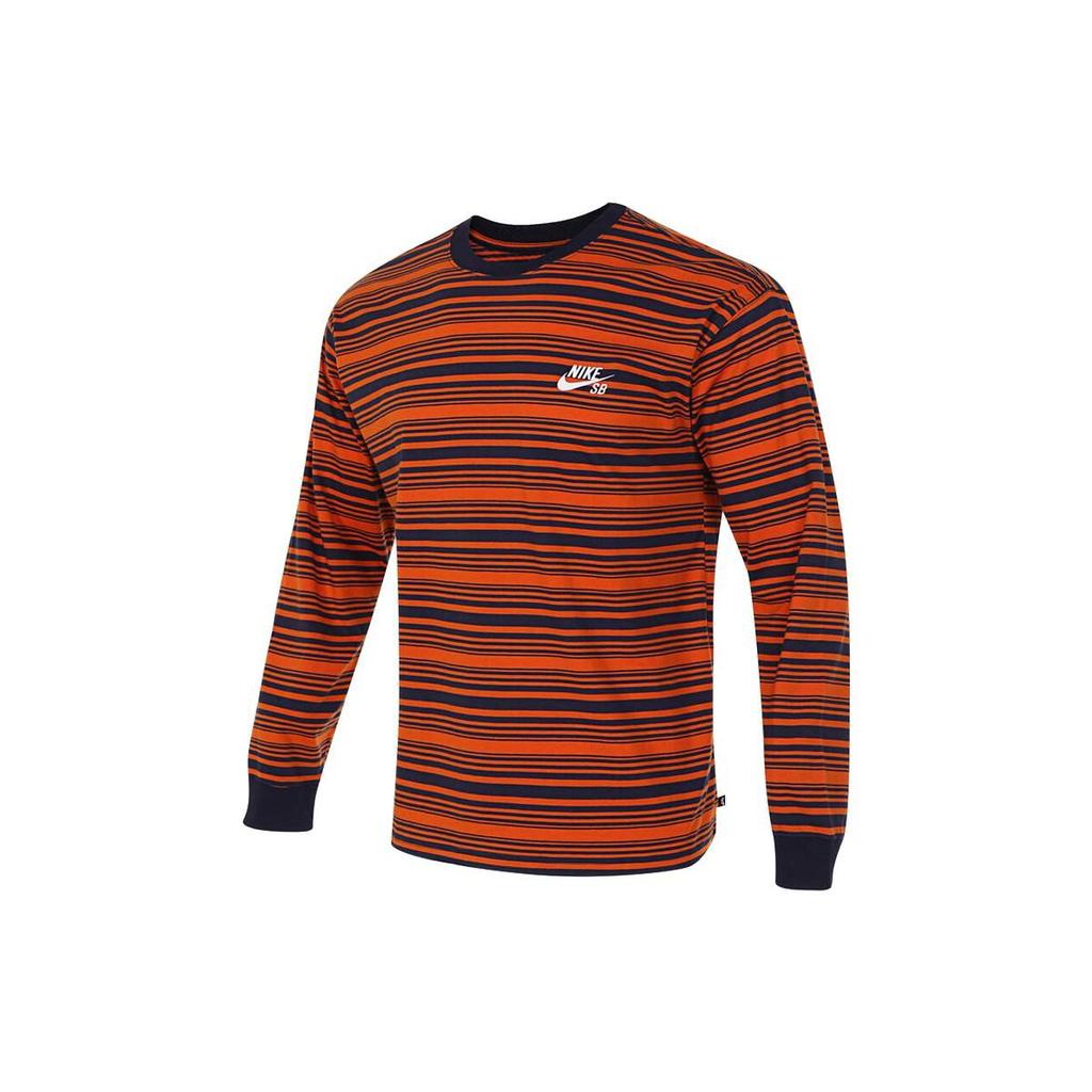 Nike Striped Outdoor Sports Training Casual Long Sleeve Crew Neck T-Shirt Men Tops Brown FN4644-555
