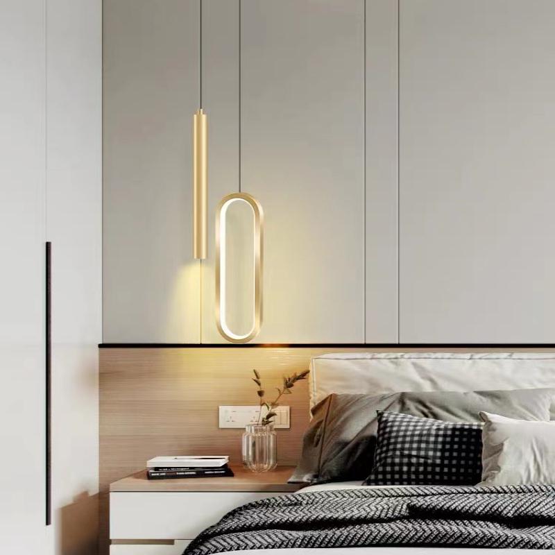 Moderne Lustre Minimalist LED Kronleuchter Pendelleuchten Nordisches Schlafzimmer Nachttisch Lange Linie Licht Pendelleuchte Wohnkultur