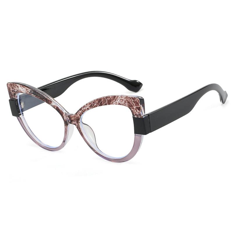 R57576 Color-Blocked Blue Light Blocking Glasses Frame Stylish Cat Eye Optical Presbyopia Eyeglasses Customizable Prescription