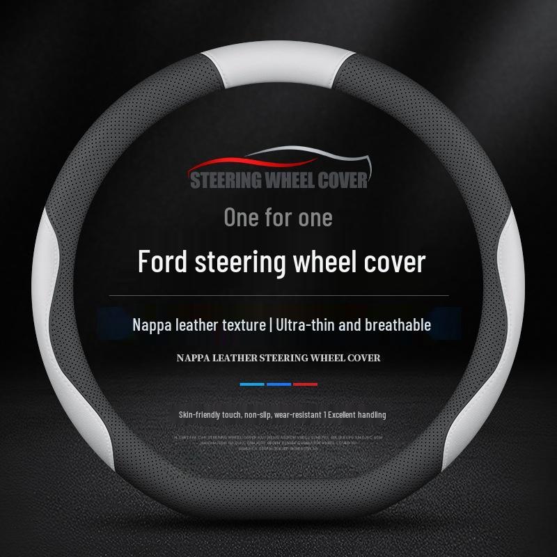 Ford Steering Wheel Cover: Genuine Leather for Escape, Focus, Edge, Escort, Kuga, and Mondeo.