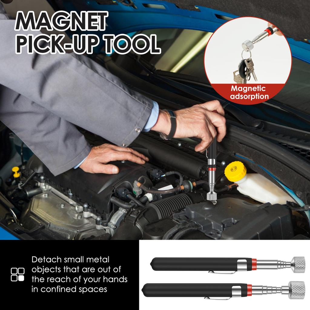 10/16LB Magnetic Pickup Tool for Auto Repair – Telescoping Retrieval Stick with Strong Magnet for Dropped Sockets, Bolts & Nuts