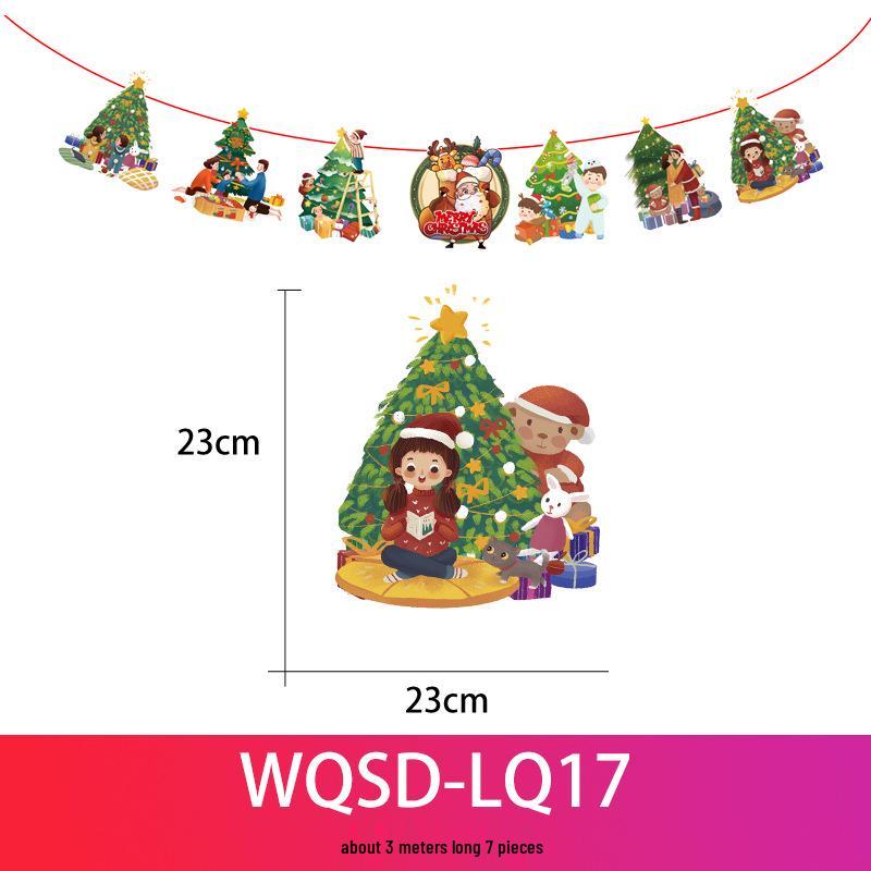 24 Christmas Cartoon Store Paper Bunting Flags for Festive Atmosphere