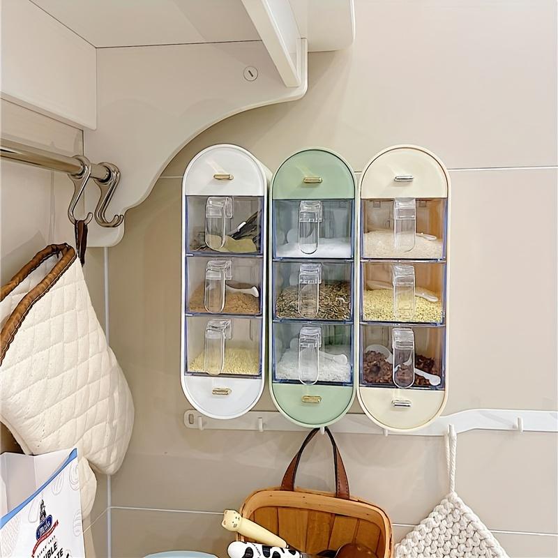 Combination Seasoning Box Five Partition Wall Mounted Spice Box Household No Punching Kitchen Seasoning Box