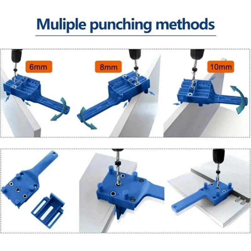 6/8/10mm Drill Bit For Carpentry Straight Hole Locator Clamp Woodworking Dowel Handheld Drill Guide and Hole Saw Tool
