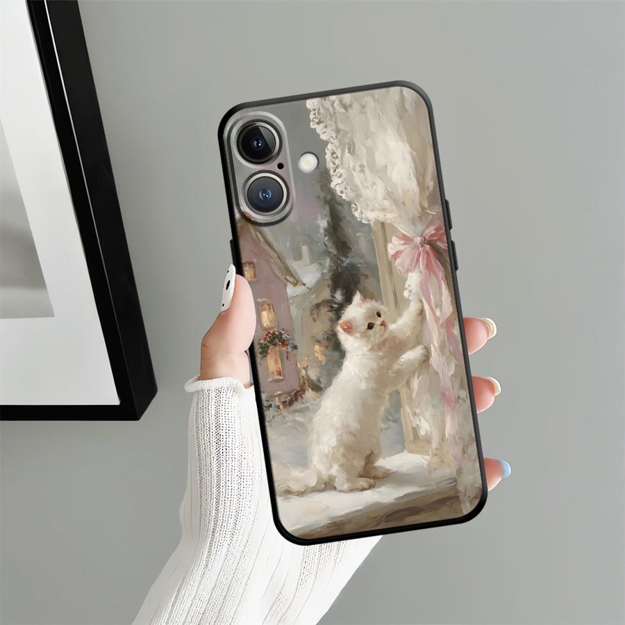 Funda Phone Cover Case for Apple iPhone 17 Pro Max 14 15 Pro 7 8 16 XR XS MAX Air 13 11 12 Cartoon Cute Cat