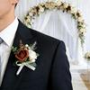 6Pcs Multipurpose Wedding Boutonniere Artificial Flower Wrist Corsage for Wedding Anniversary Party Table Centerpieces
