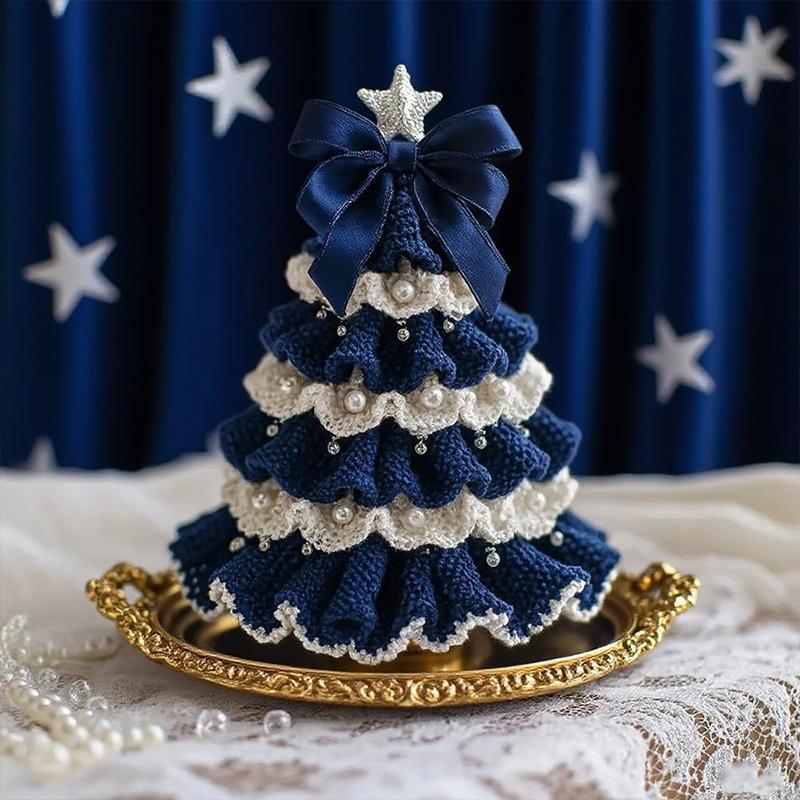 Kendin Yap Tığ İşi Yılbaşı Ağacı Kiti, Yeni Başlayanlar İçin El Yapımı Tatil Süsleme Seti, Ağaç Fiyonk İnci Süslemeli Yılbaşı Partisi