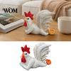 Pastoral Style Decorations White Rooster Statue with Enchanting Posture & Long Eyelashes, Creative Table Art Sculpture, Funny Resin Handcrafted Crafts