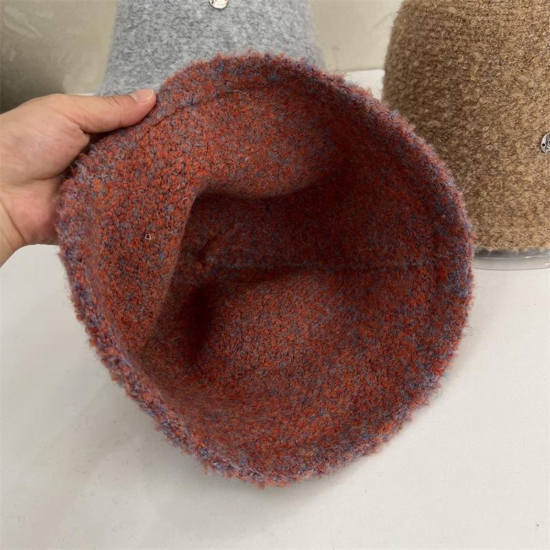 Thickened Plush Warm Bucket Hat Women's Autumn and Winter Big Head Circumference Shows Small Face Bucket Hat Fashionable Versatile Basin Hat