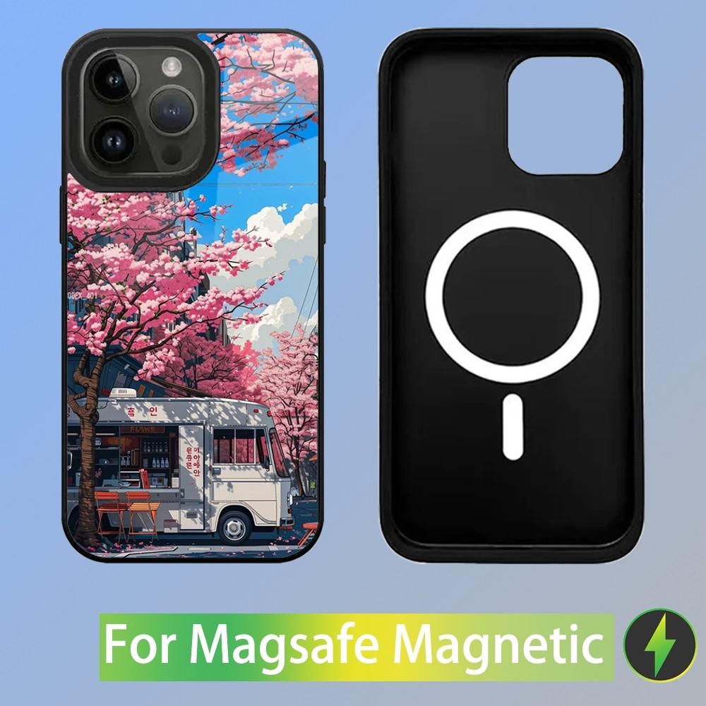 Japan Anime Landscape Phone Case For iPhone 15,14,13,12,11,Plus,Pro,Max Mini Magsafe Magnetic Wireless Charging