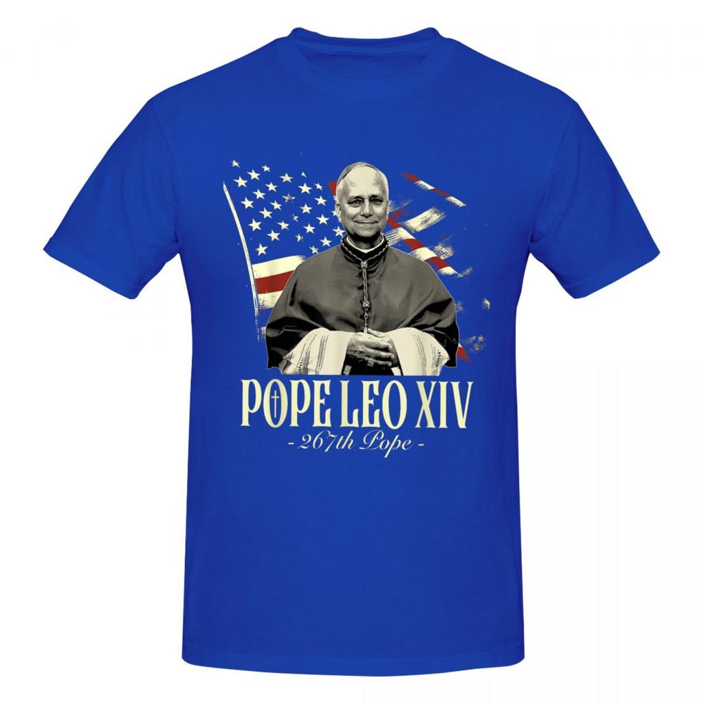 Unisex Pope Leo XIV Catholic Church Funny T Shirt Vintage Oneck Cotton Unisex Clothing