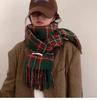 Women's Christmas Plaid Scarf - Autumn/Winter Korean-Style, Versatile Imitation Cashmere Shawl with Tassels