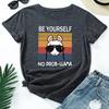 Women's Cute Alpaca Print Loose Round Neck Short Sleeved T-shirt for Women Shirt