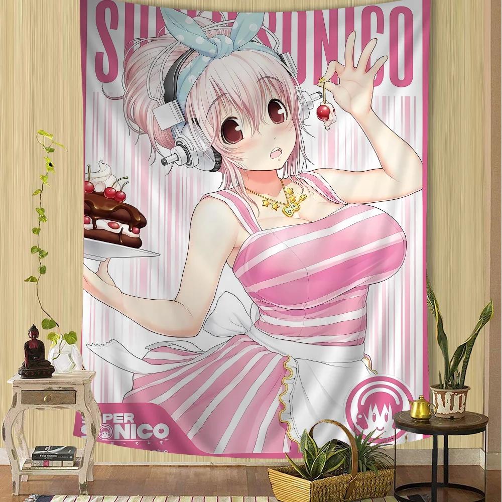VIKAMA Super Sonico Tapestry Japanese Anime Manga Girl Wall Hanging Game Room Dorm Home Wall Art Decor 74x94cm(29x37in)
