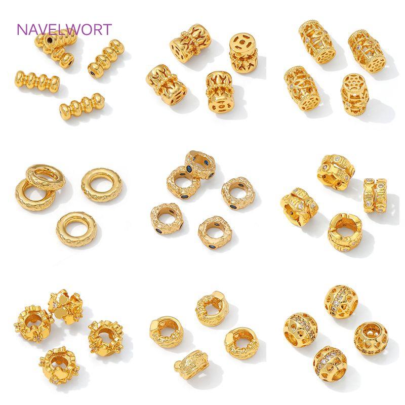 18K Gold Plated Hollow Beads Separators,Brass Spacer Beads For Bracelet Making,Separators For Beads,DIY Jewelry Accessories