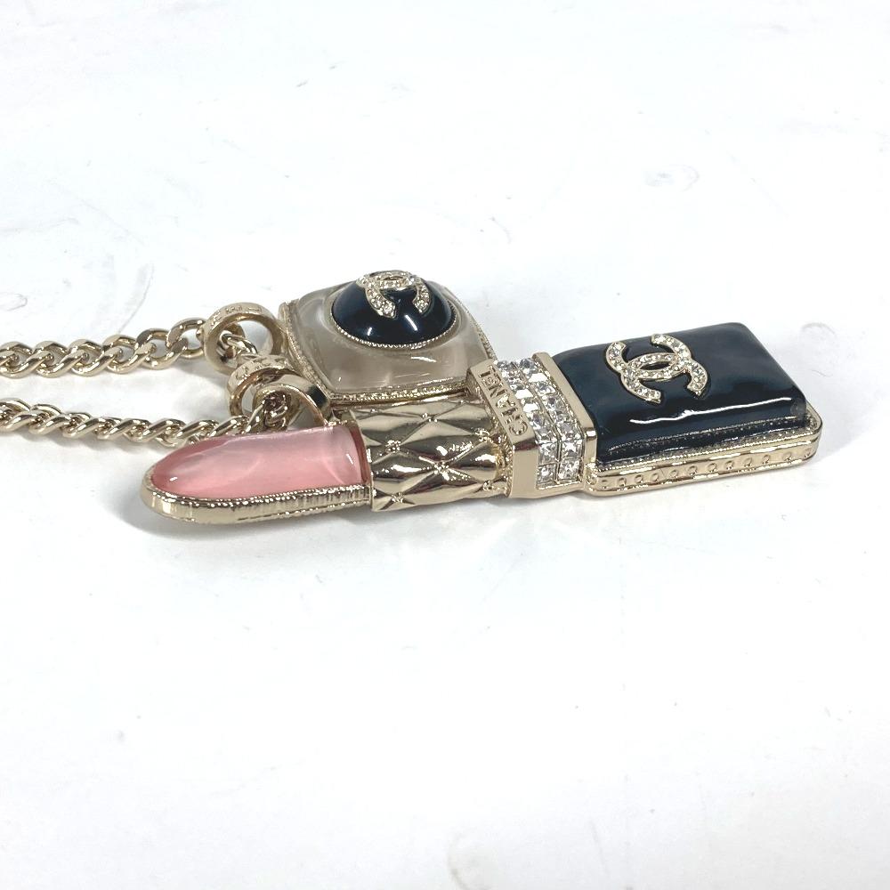 CHANEL 22C CC CC Mark Rhinestone Lipstick Long Necklace Chain Necklace Unused
