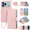 Crossbody Phone Case with Leather Wrist Strap for IPhone Air 17 16 15 14 13 12 11 Pro Max 7 8 Plus Wallet Cover with Card Slots