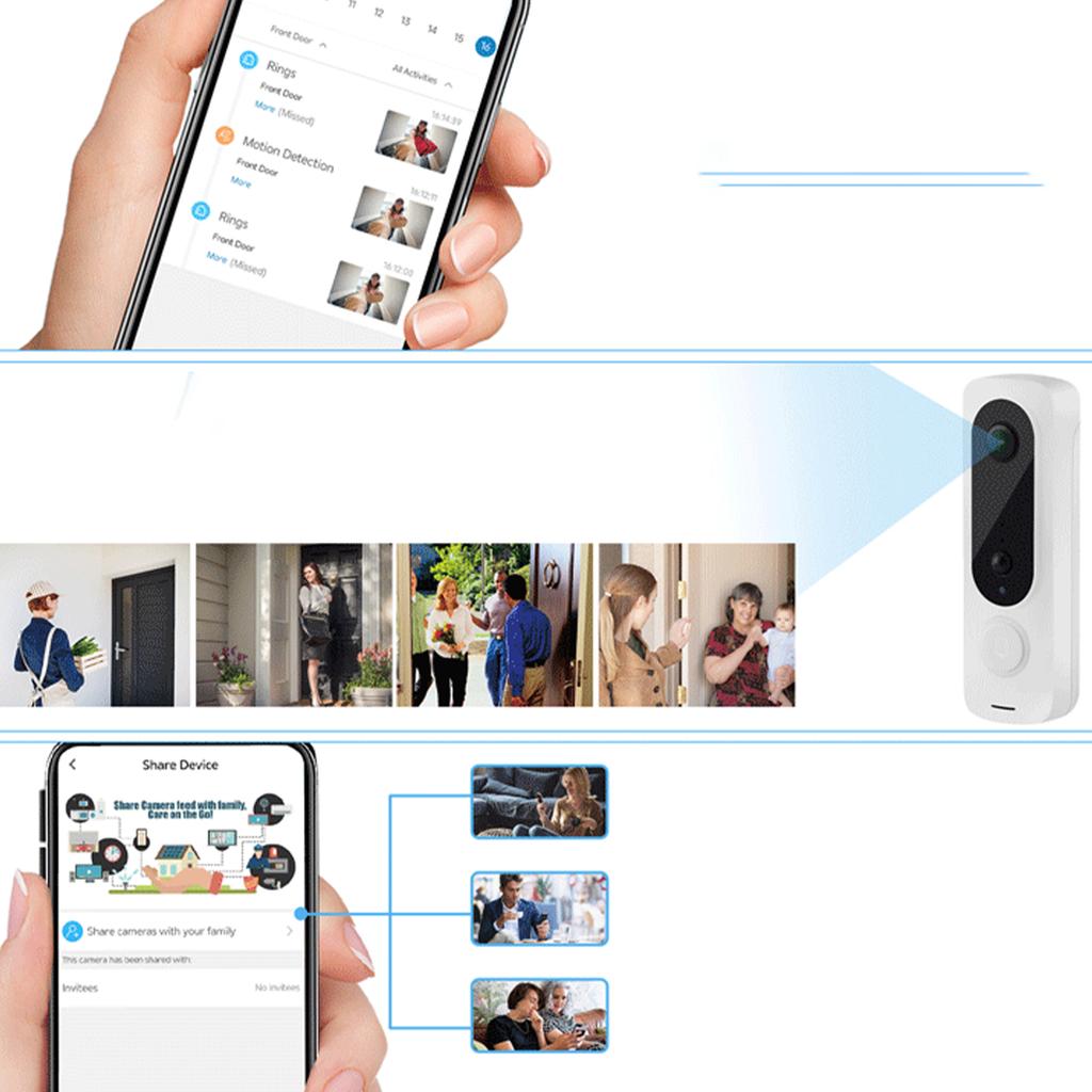 Wireless waterproof WIFI visual smart doorbell mobile phone remote monitoring intercom low power consumption HD camera