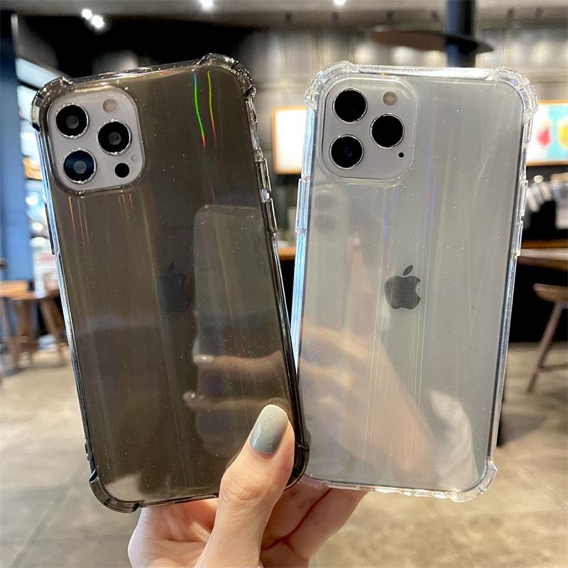Capa de telefone transparente à prova de choque a laser para iPhone 14 13 12 Pro Max Xs Max Xr TPU Capa de telefone transparente a laser para iPhone 14 Pro Max