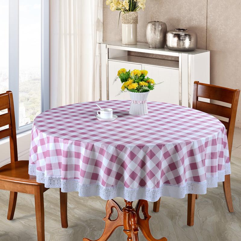 Kulatý ubrus Vodotěsný, Odolný proti oleji, Bez nutnosti praní a Odolný proti opaření PVC Plus Bavlna Zesílený Domácí Pastorační Styl Velký Kulatý Ubrus