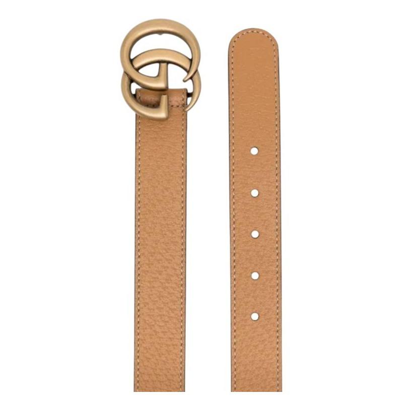 Gucci GG Marmont Double G Logo Buckle Leather Belt Children's Brown - 432707-DJ20G-2417