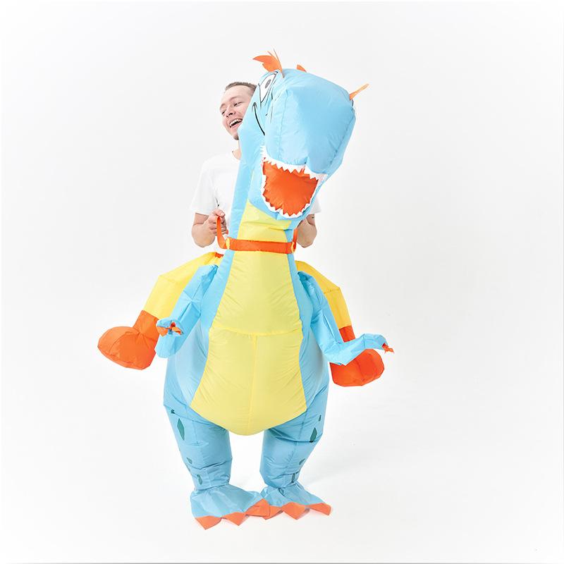 Halloween Dinosaur Raptors Inflatable Doll Costume, Party Stage Performance Clothes Half-length Cycling Suit