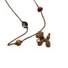 Vintage Flocked Teddy Bear Puppy Pendant Necklace - Elegant Sweater Chain for Women