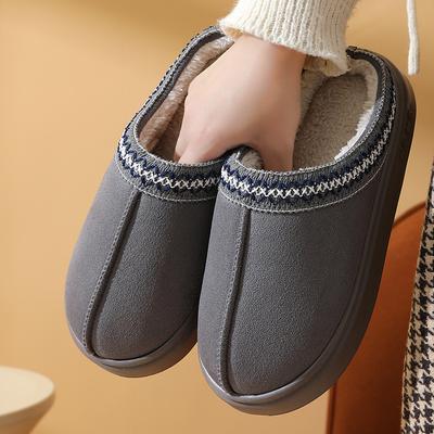 Pantofole alla moda da donna con plateau, soffici, autunnali e invernali, in peluche caldo, da casa per donna, con suola spessa antiscivolo, pantofole di cotone da interno