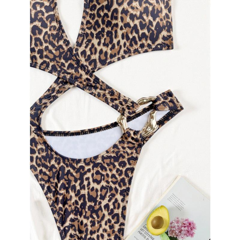 Damen Einfarbig Rückenfrei Kreuz One-Piece Badeanzug