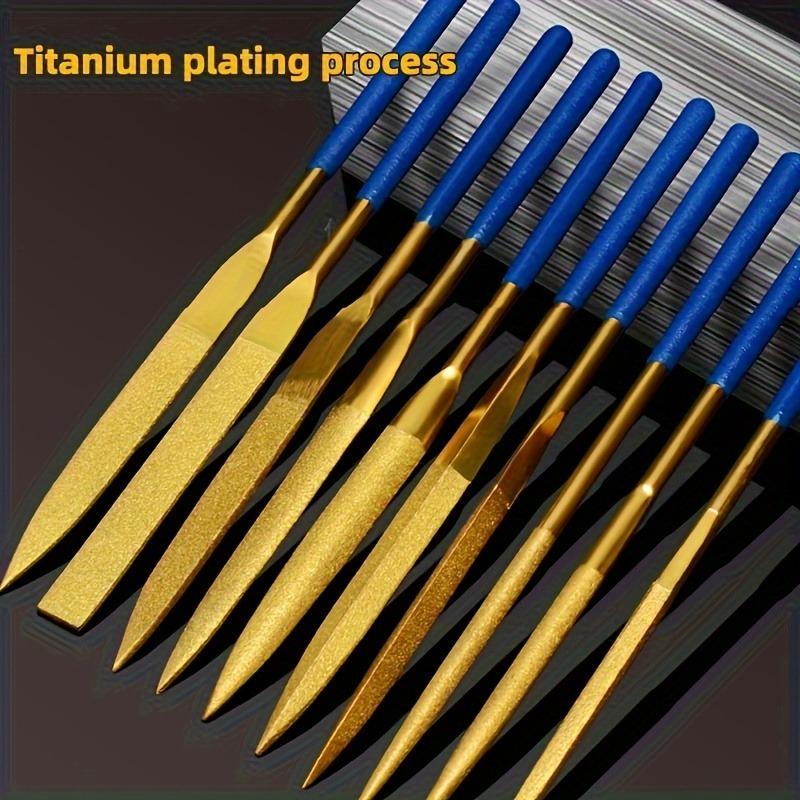 1Set Titanium-Plated Diamond File Set High Frequency Quenching Strong and Wear-Resistant - Industrial Grade