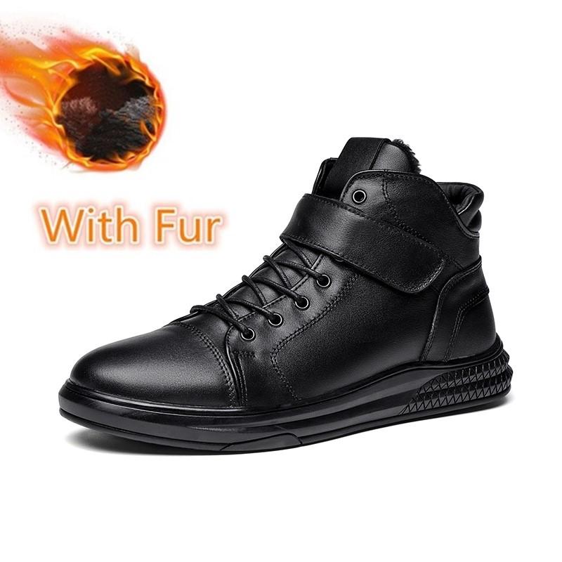 Brand High Quality Genuine Leather Men'S Boots Basic Men Casual Shoes Fashion Ankle Boots For Men Winter Snow Boots With Fluff