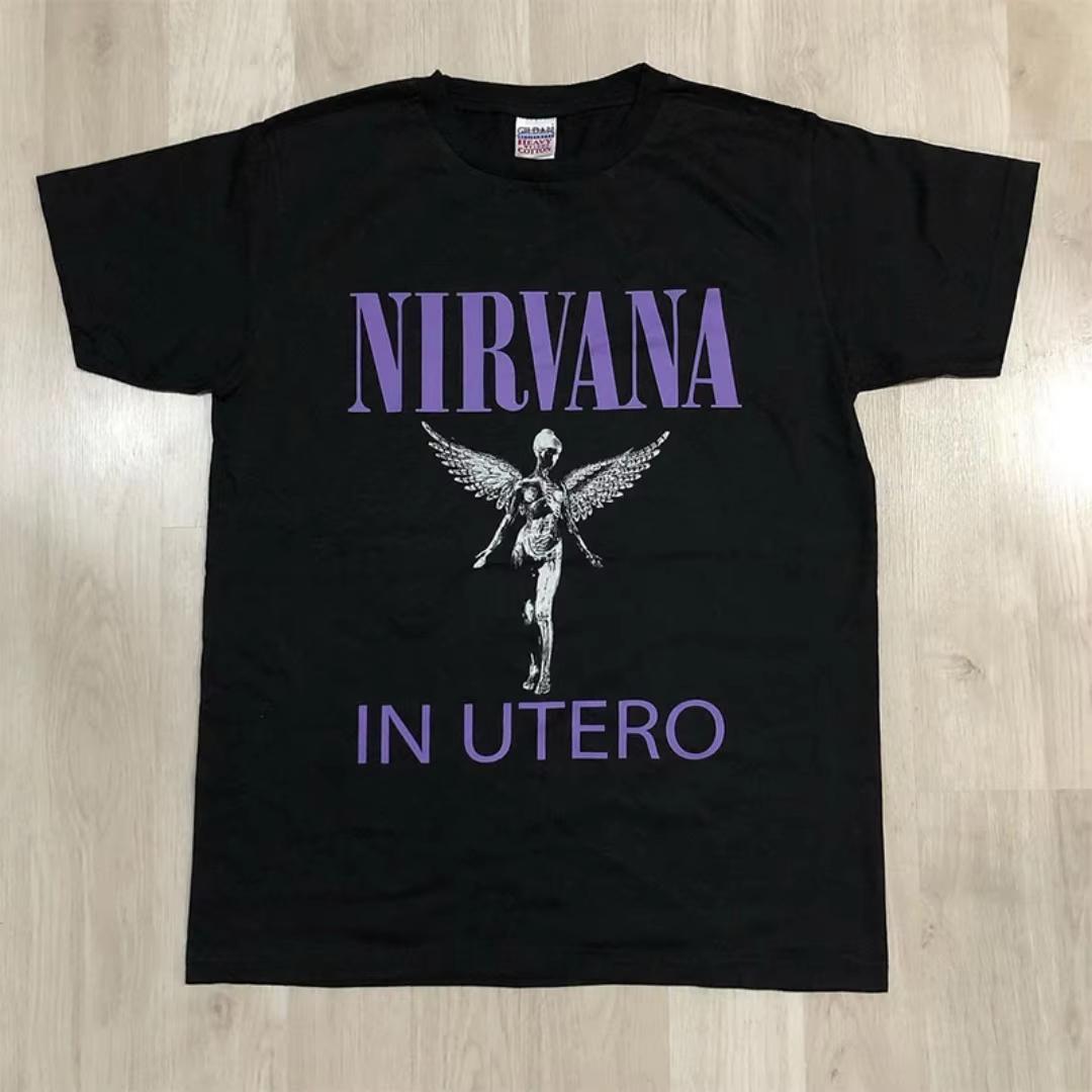 

NIRVANA Ангел Рок-группа Американская Винтажная Футболка Осенняя Мода Спортивная Чистый Хлопок Мужская Футболка Детская Одежда Футболка Y2k Женская S