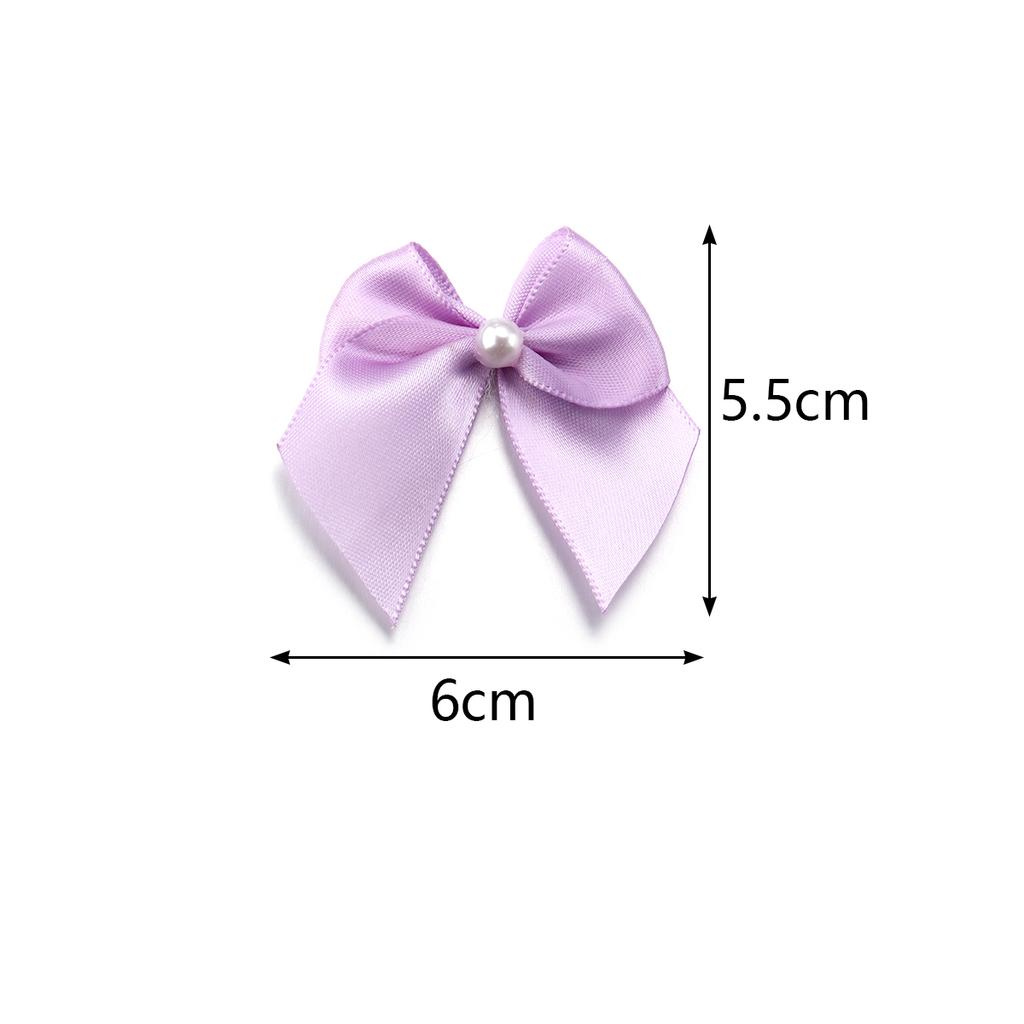 20pcs Polyester Satin Ribbon Bows 5.5x6cm Colorful Half Bead Hand Tied Bowknots For DIY Crafts Party Clothing Headwear Finding